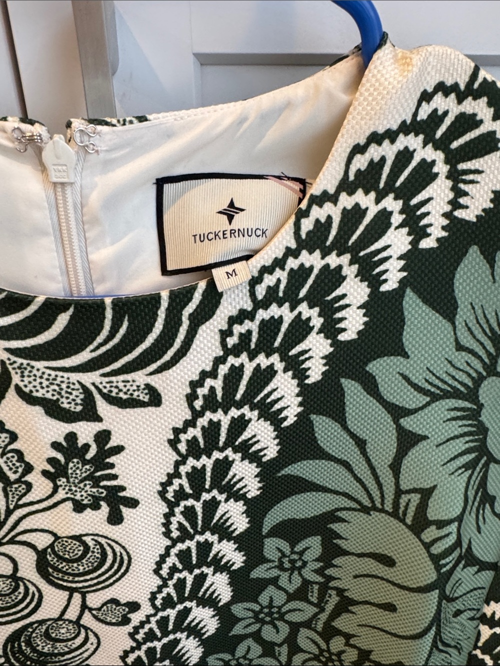 Tuckernuck Green and Cream Floral Paisley Shift Dress - Picture 2 of 3